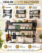 AquaOrden Pro™ - Escurridor de Platos de Acero 2 Niveles