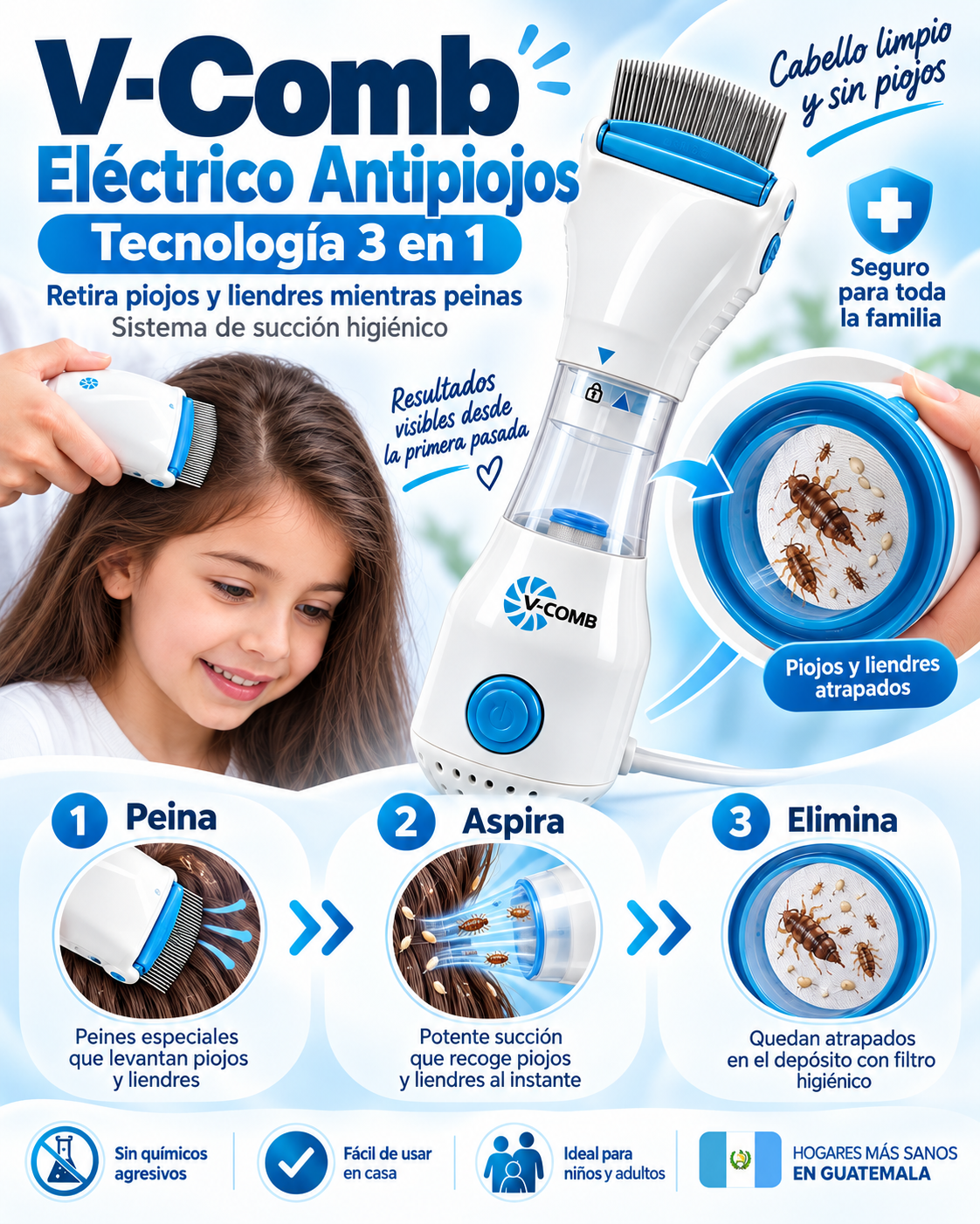 V-Comb Eléctrico Antipiojos
