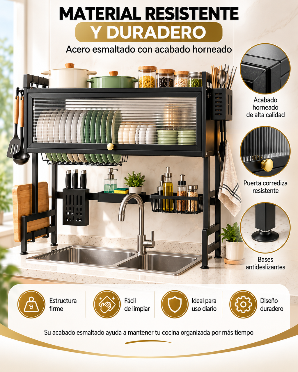 AquaOrden Pro™ - Escurridor de Platos de Acero 2 Niveles