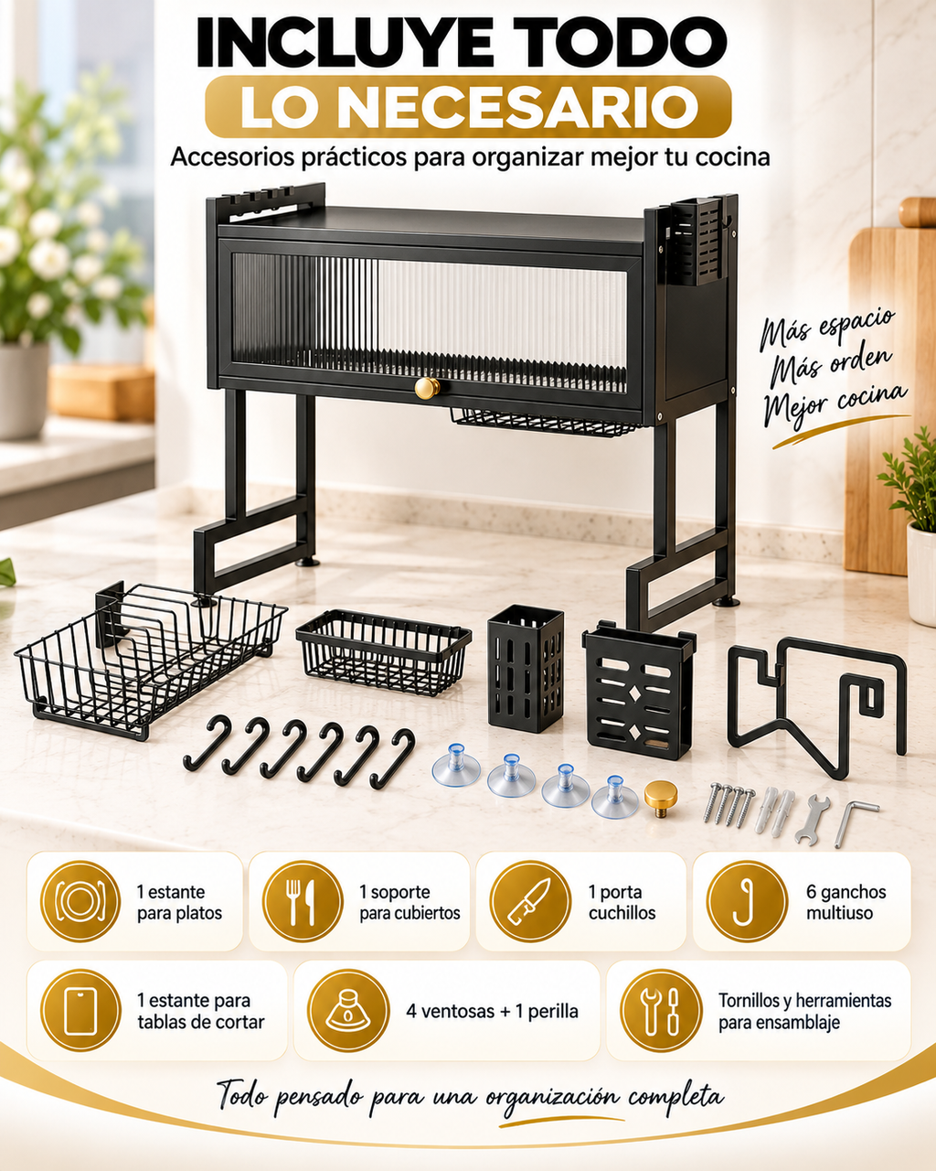 AquaOrden Pro™ - Escurridor de Platos de Acero 2 Niveles