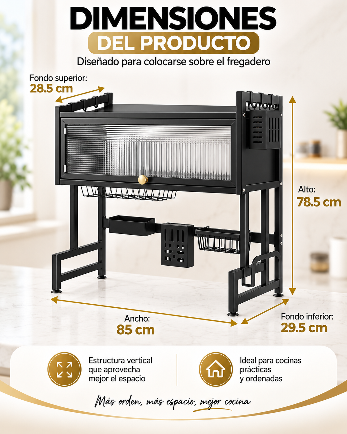 AquaOrden Pro™ - Escurridor de Platos de Acero 2 Niveles