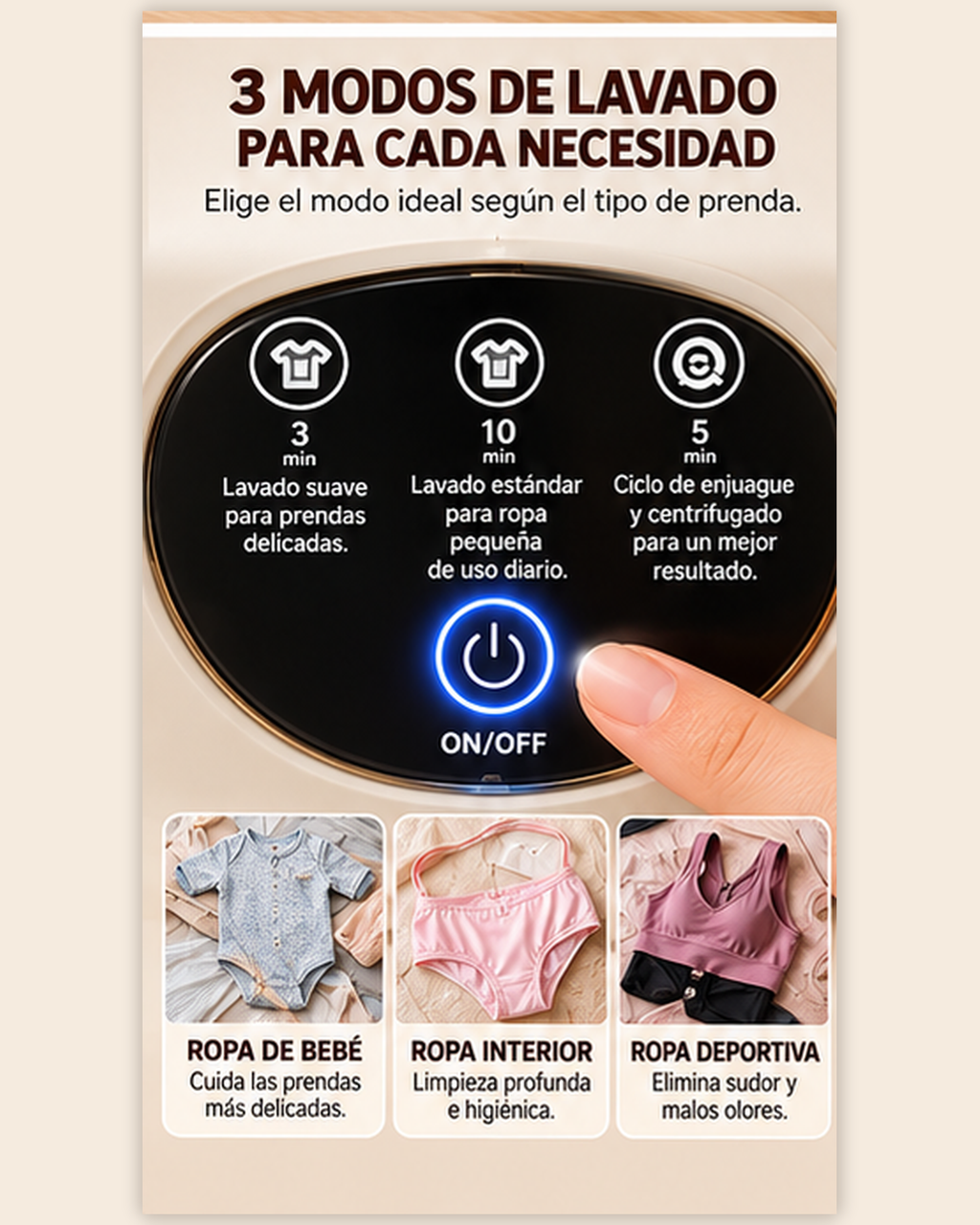 Mini Lavadora Portátil Plegable - Con luz azul antibacteriana