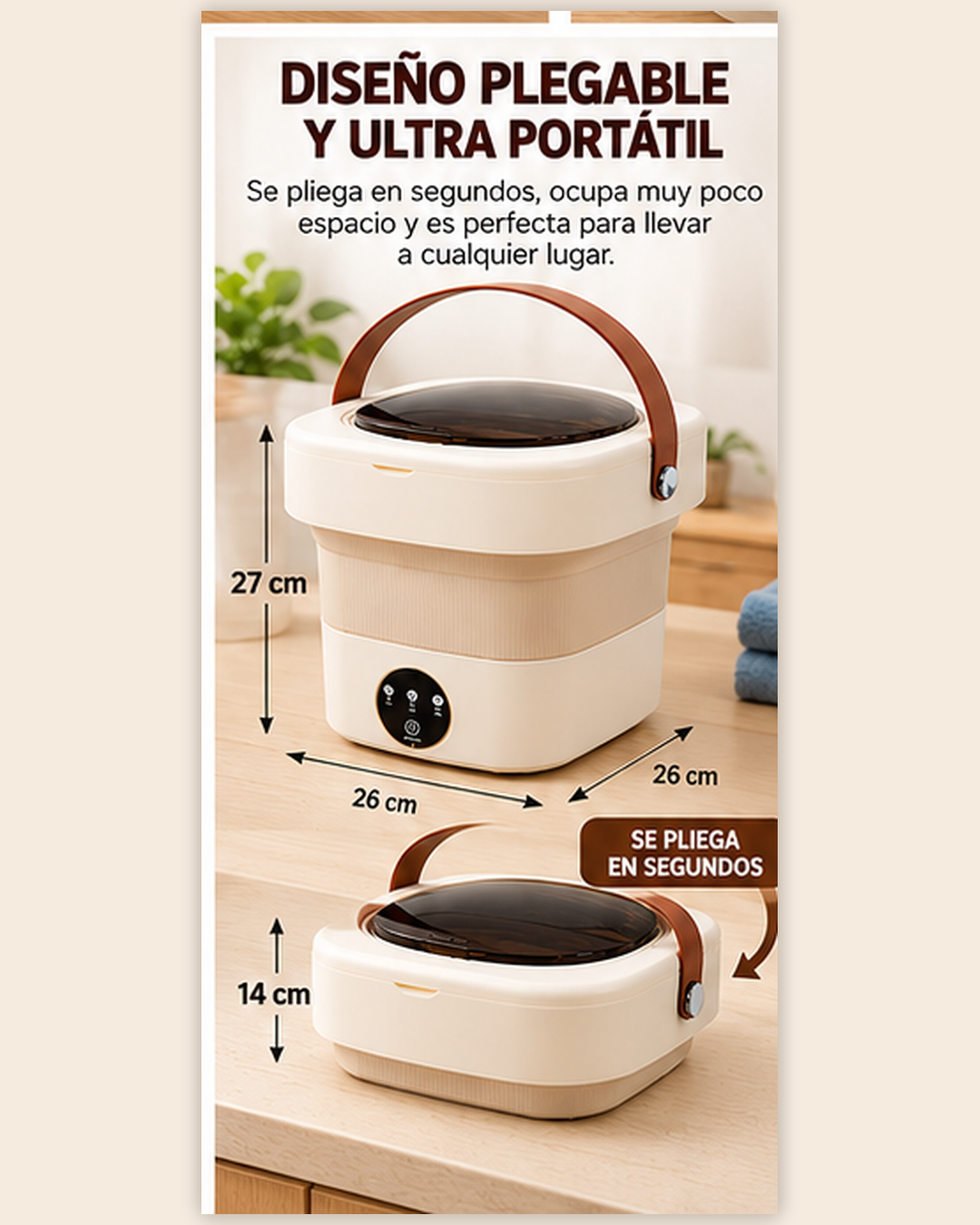 Mini Lavadora Portátil Plegable - Con luz azul antibacteriana